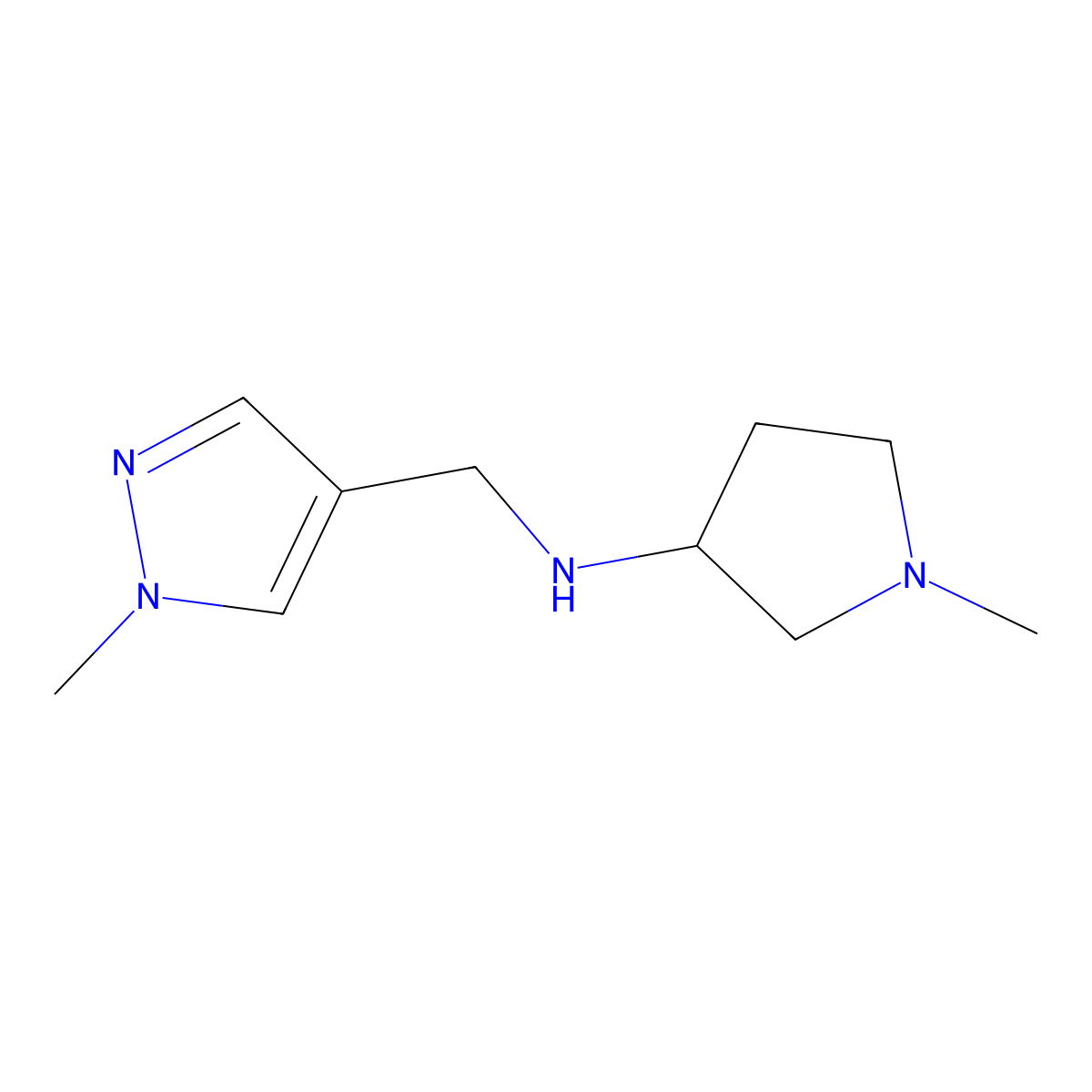 1-methyl-N-[(1-methyl-1H-pyrazol-4-yl)methyl]pyrrolidin-3-amine molecular structure, CAS 1248041-45-3