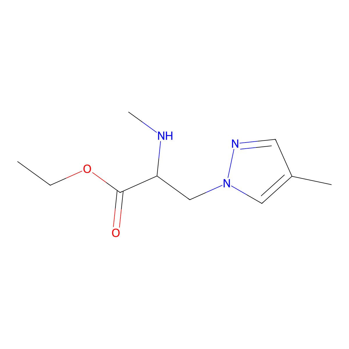 Ethyl 3-(4-methyl-1h-pyrazol-1-yl)-2-(methylamino)propanoate molecular structure, CAS 1248043-66-4