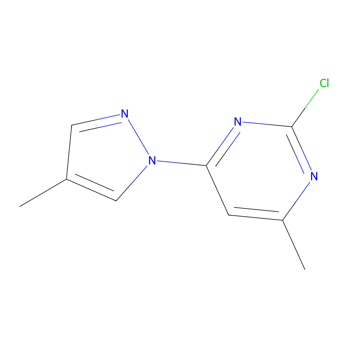 2-Chloro-4-(4-methyl-1H-pyrazol-1-yl)-6-methylpyrimidine molecular structure, CAS 1248047-69-9