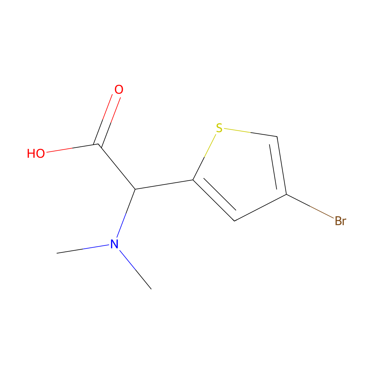 2-(4-Bromothiophen-2-yl)-2-(dimethylamino)acetic acid molecular structure, CAS 1248050-64-7