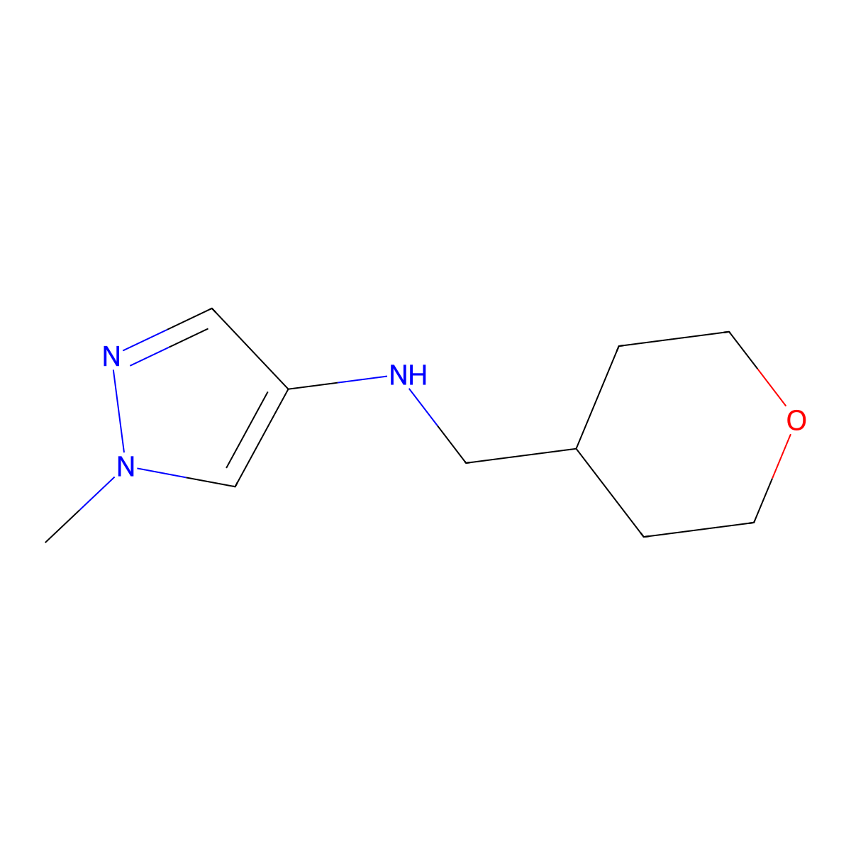 1-methyl-N-[(oxan-4-yl)methyl]-1H-pyrazol-4-amine molecular structure, CAS 1248052-68-7