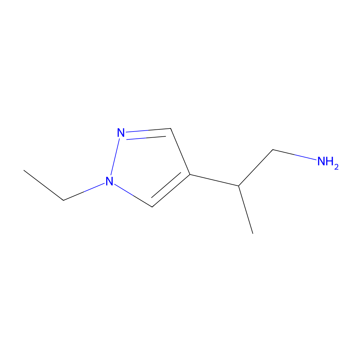 2-(1-ethyl-1H-pyrazol-4-yl)propan-1-amine molecular structure, CAS 1248054-96-7
