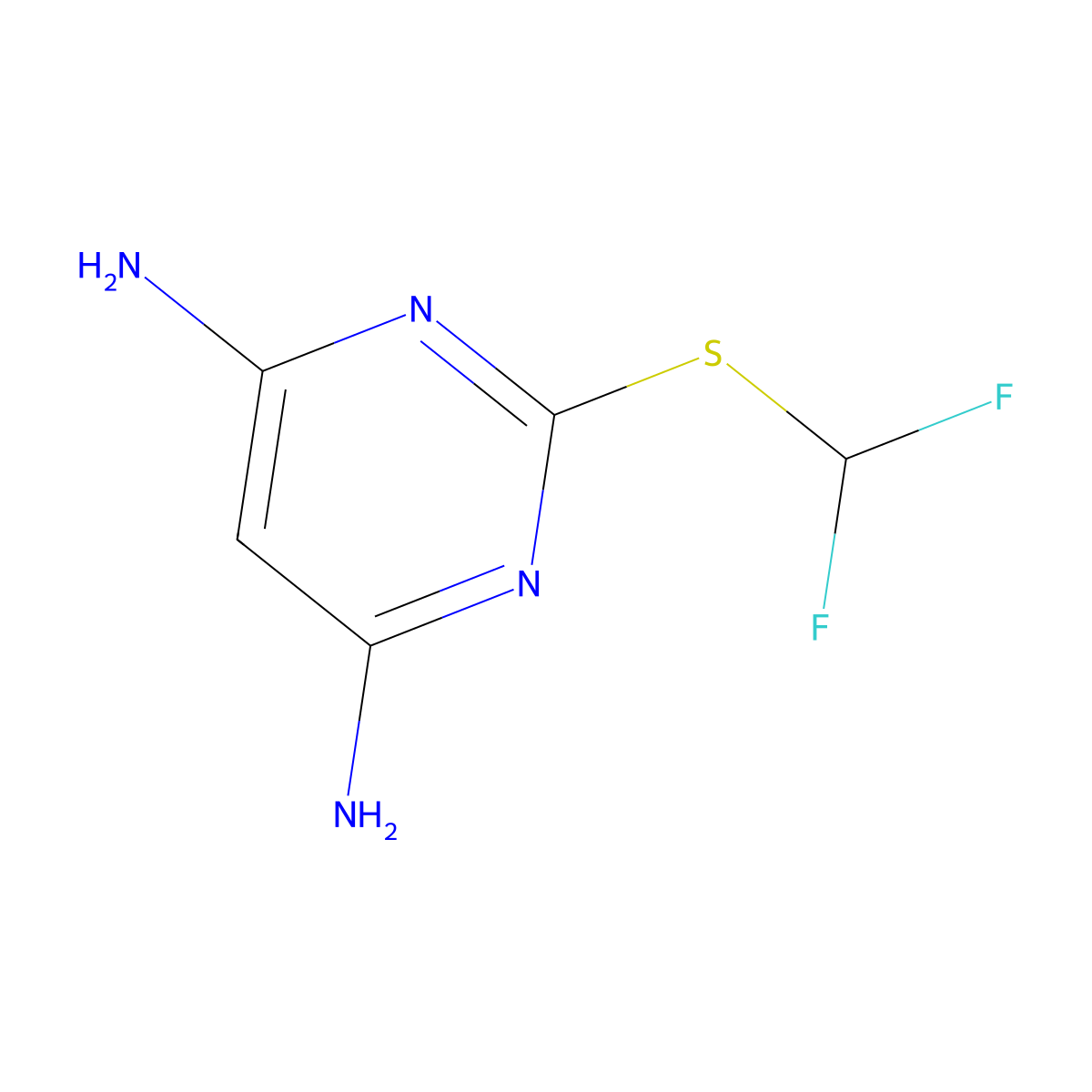 2-[(Difluoromethyl)sulfanyl]pyrimidine-4,6-diamine molecular structure, CAS 1248055-94-8