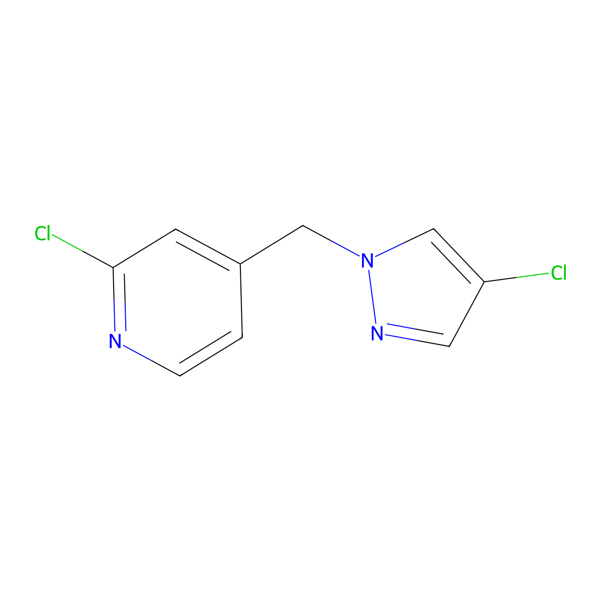 2-chloro-4-[(4-chloro-1H-pyrazol-1-yl)methyl]pyridine molecular structure, CAS 1248056-07-6
