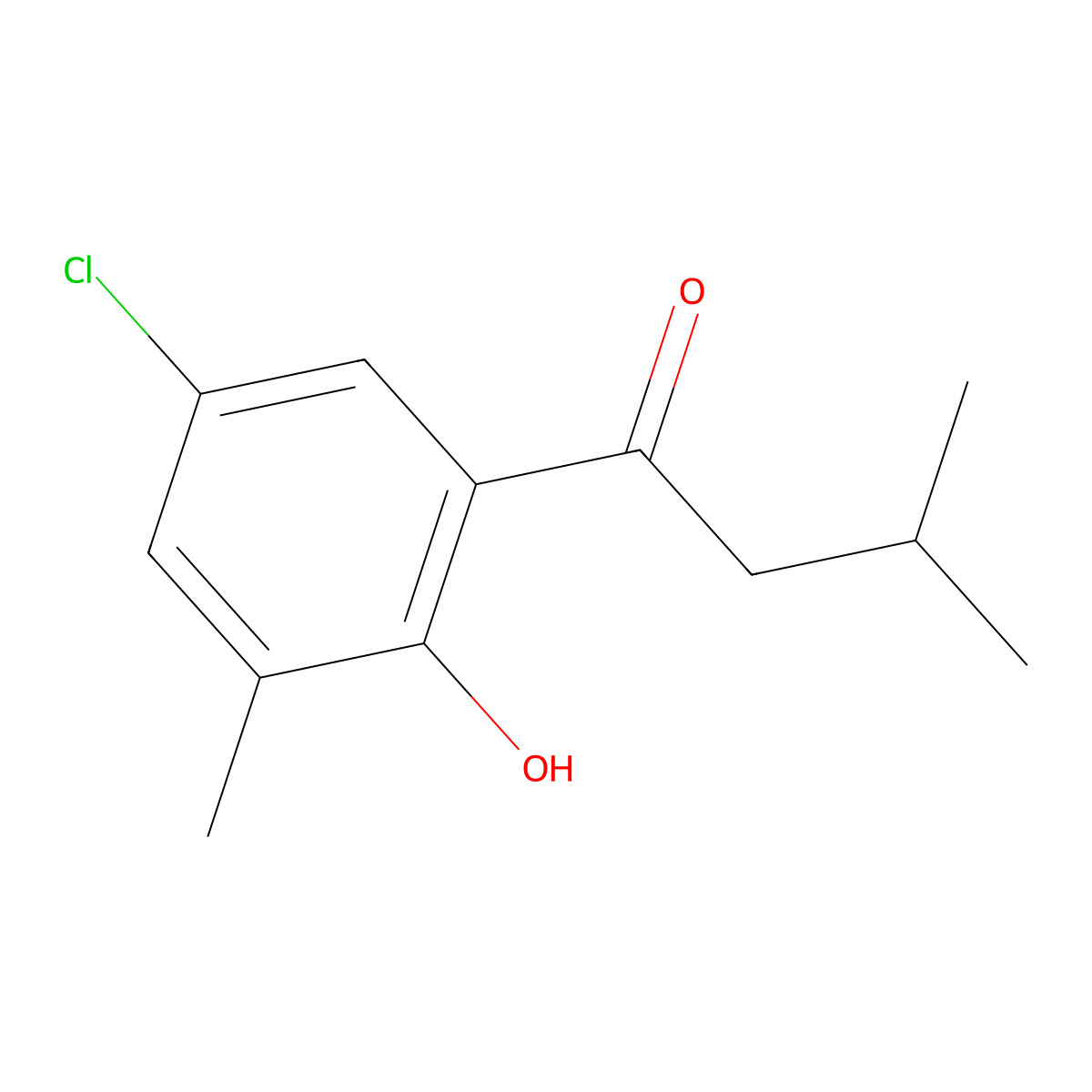 1-(5-Chloro-2-hydroxy-3-methylphenyl)-3-methylbutan-1-one molecular structure, CAS 1248058-08-3