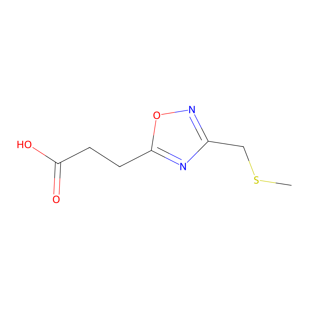 3-{3-[(Methylsulfanyl)methyl]-1,2,4-oxadiazol-5-yl}propanoic acid molecular structure, CAS 1248059-06-4