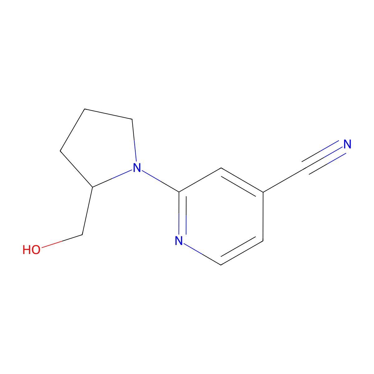 2-[2-(Hydroxymethyl)pyrrolidin-1-yl]pyridine-4-carbonitrile molecular structure, CAS 1248062-45-4