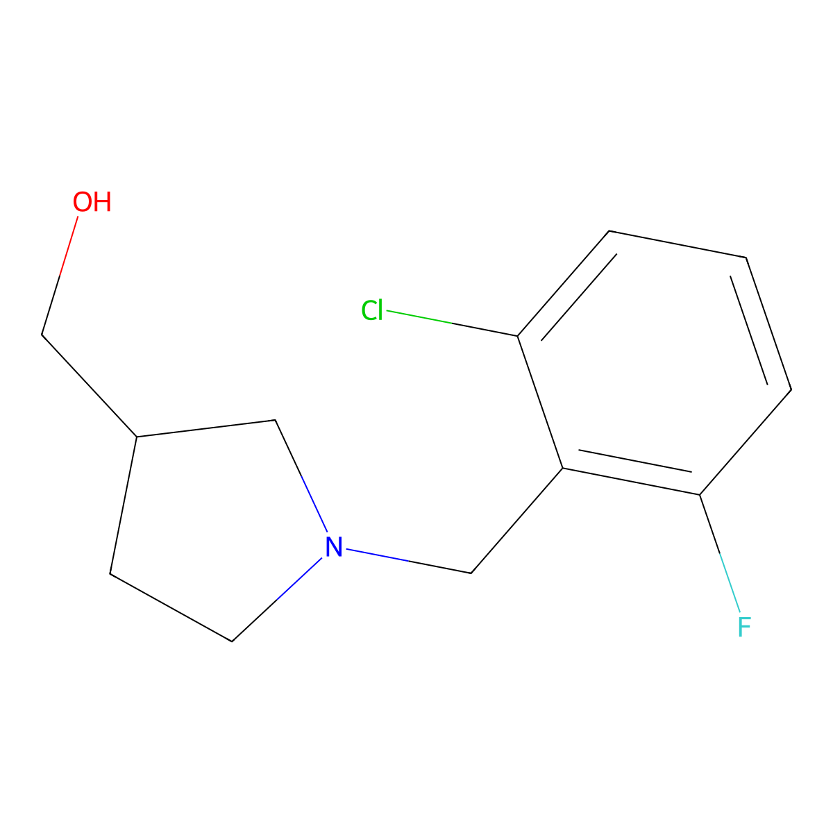 {1-[(2-Chloro-6-fluorophenyl)methyl]pyrrolidin-3-yl}methanol molecular structure, CAS 1248065-98-6