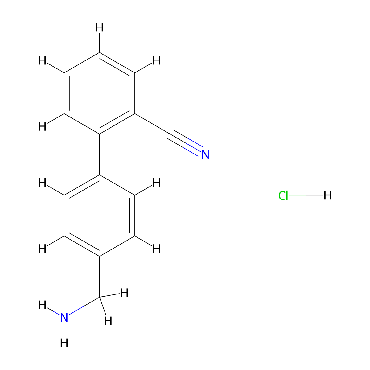4'-(Aminomethyl)-[1,1'-biphenyl]-2-carbonitrile hydrochloride molecular structure, CAS 124807-10-9