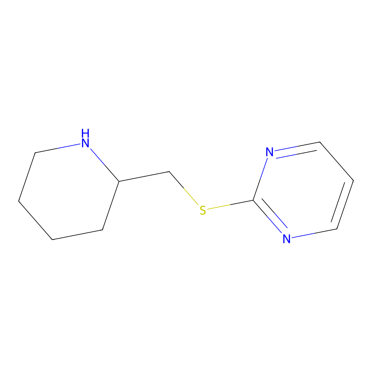 2-{[(Piperidin-2-yl)methyl]sulfanyl}pyrimidine molecular structure, CAS 1248072-40-3