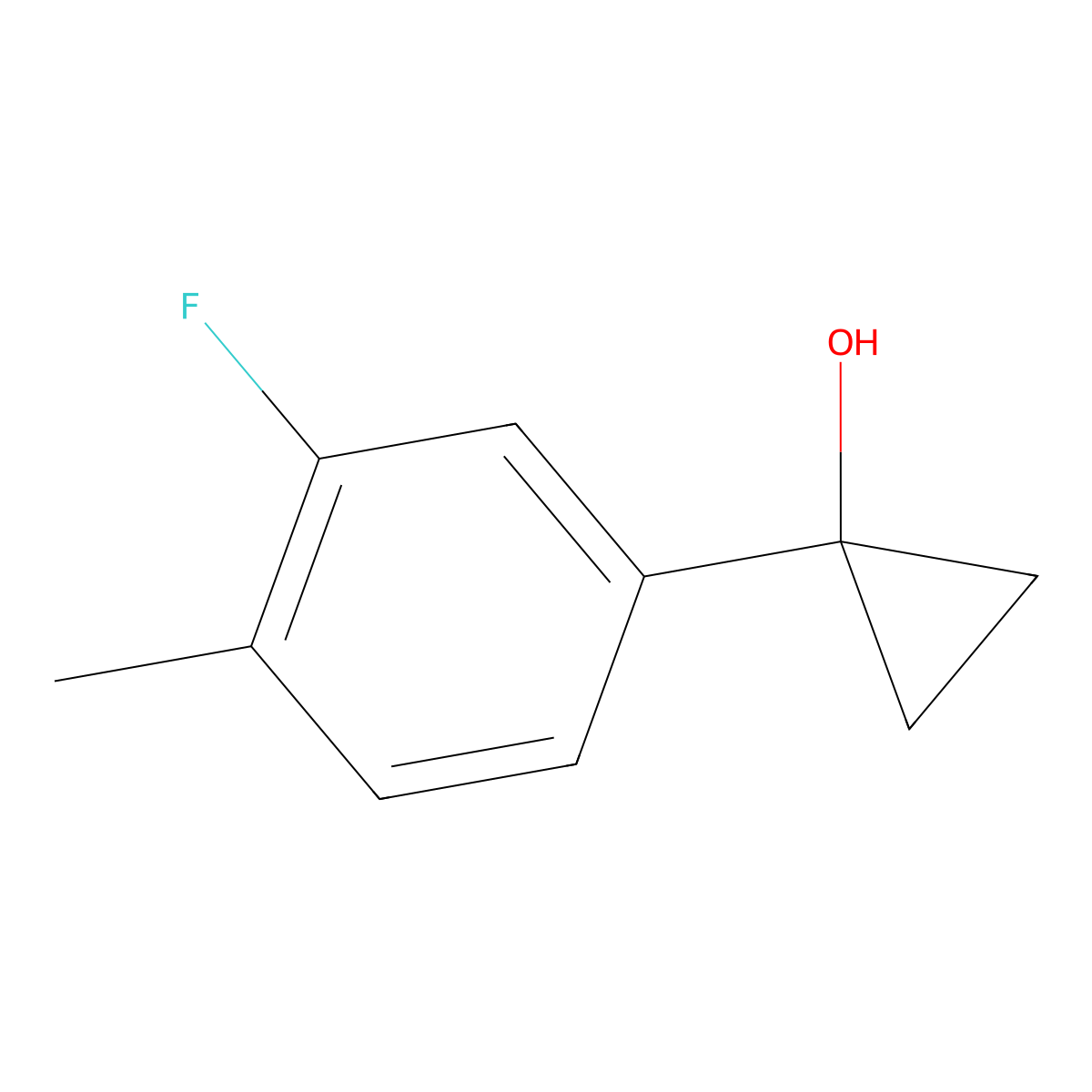1-(3-Fluoro-4-methylphenyl)cyclopropan-1-ol molecular structure, CAS 1248075-89-9