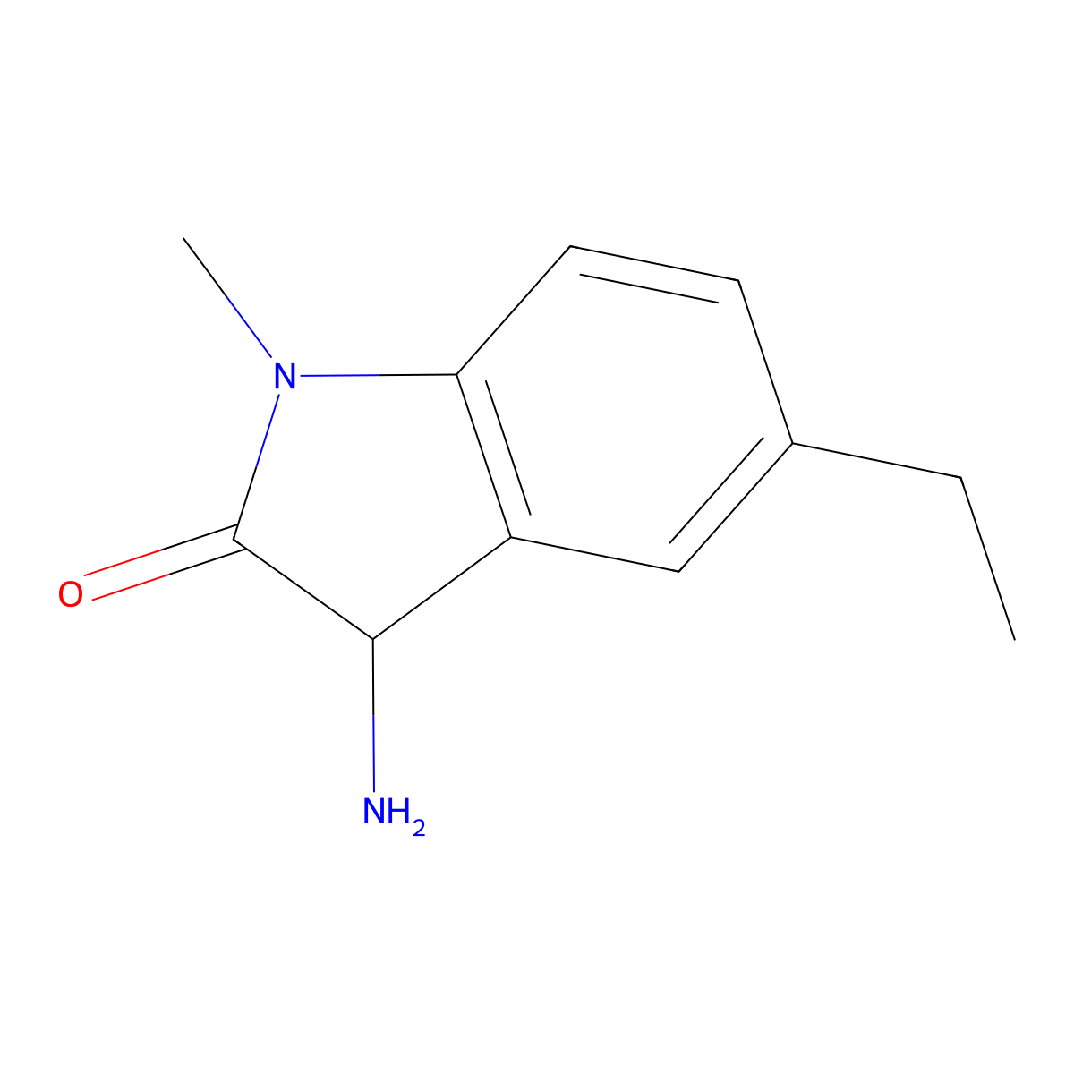 3-amino-5-ethyl-1-methyl-2,3-dihydro-1H-indol-2-one molecular structure, CAS 1248077-80-6