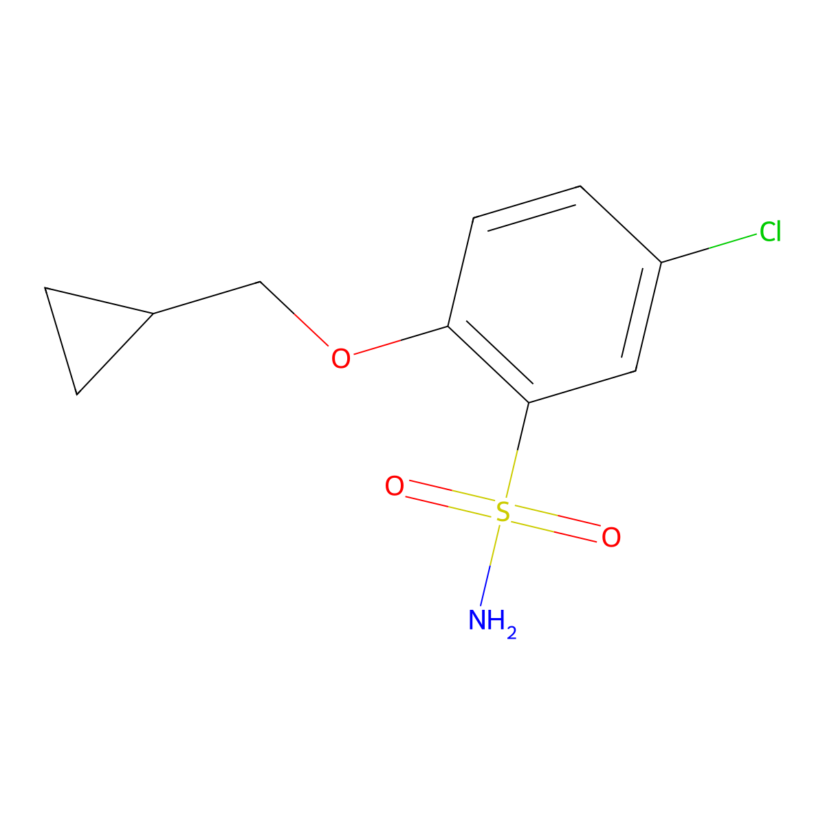 5-Chloro-2-(cyclopropylmethoxy)benzene-1-sulfonamide molecular structure, CAS 1248084-78-7