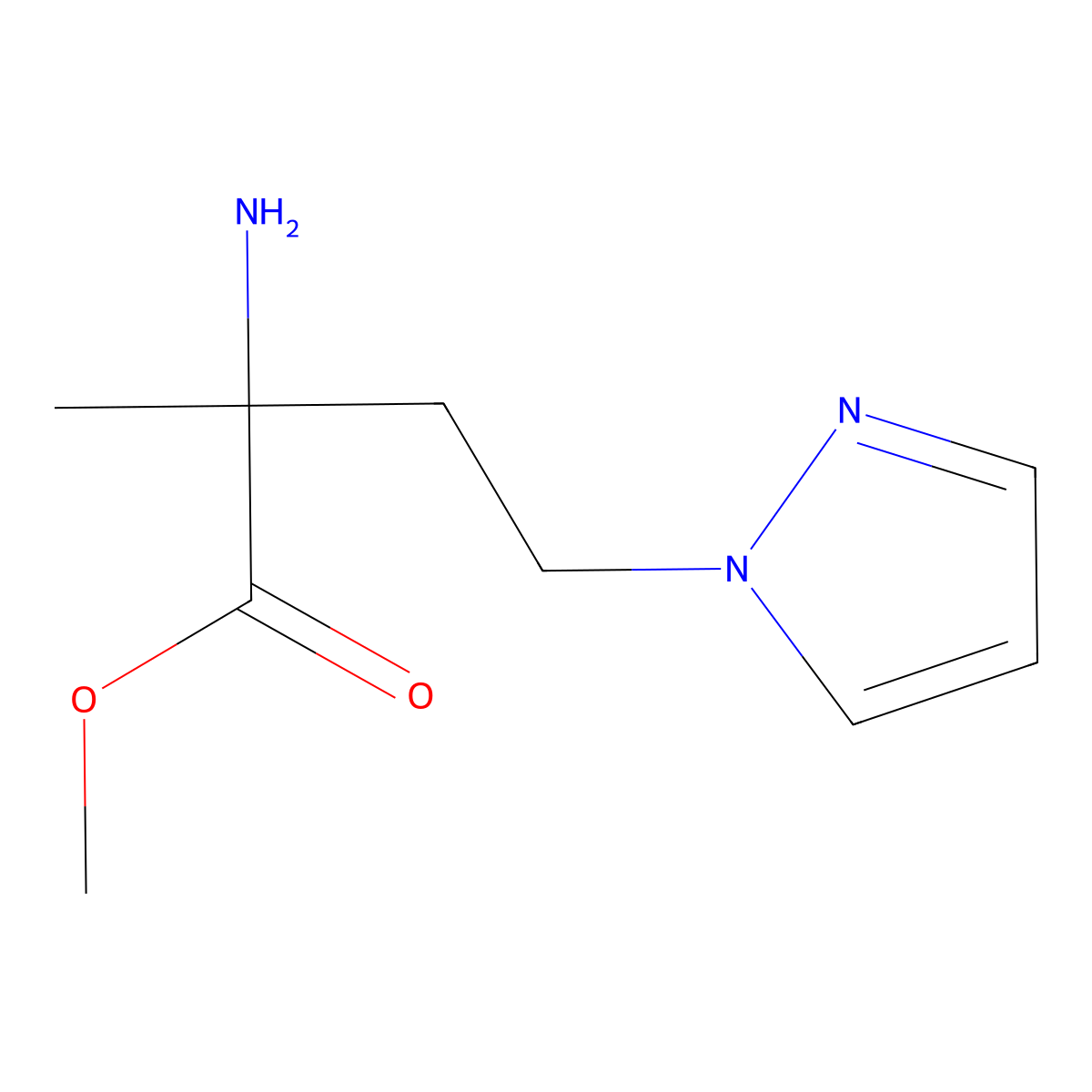 Methyl 2-amino-2-methyl-4-(1h-pyrazol-1-yl)butanoate molecular structure, CAS 1248089-12-4