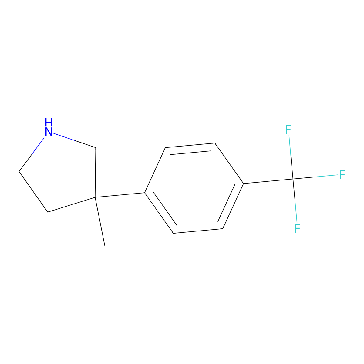 3-Methyl-3-[4-(trifluoromethyl)phenyl]pyrrolidine molecular structure, CAS 1248089-24-8
