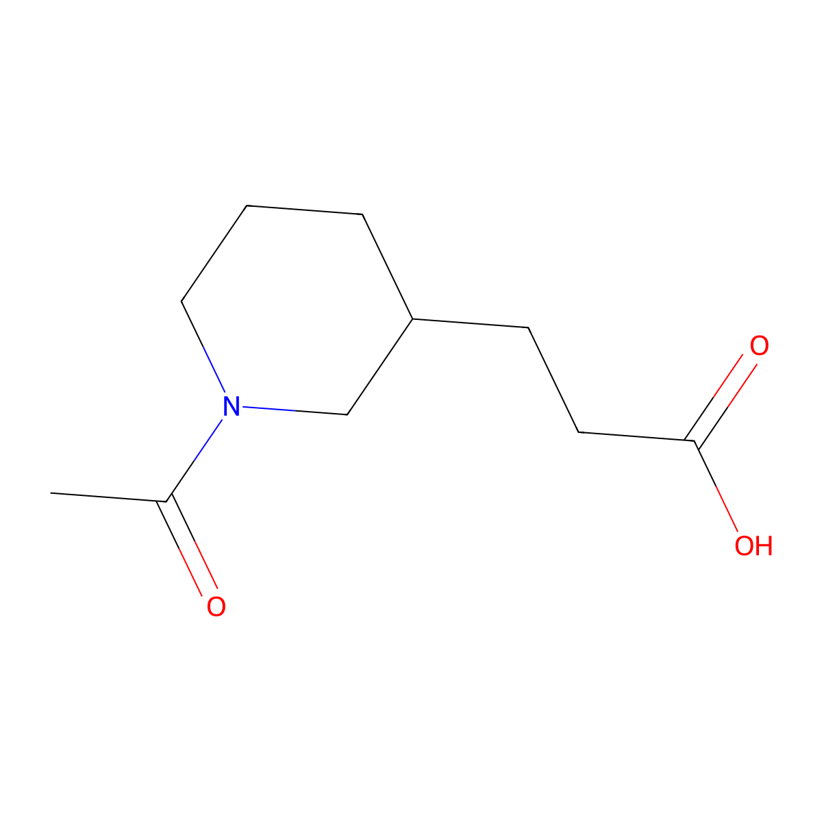 3-(1-Acetylpiperidin-3-yl)propanoic acid molecular structure, CAS 1248089-54-4