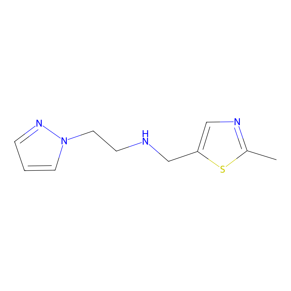 n-((2-Methylthiazol-5-yl)methyl)-2-(1h-pyrazol-1-yl)ethan-1-amine molecular structure, CAS 1248090-08-5