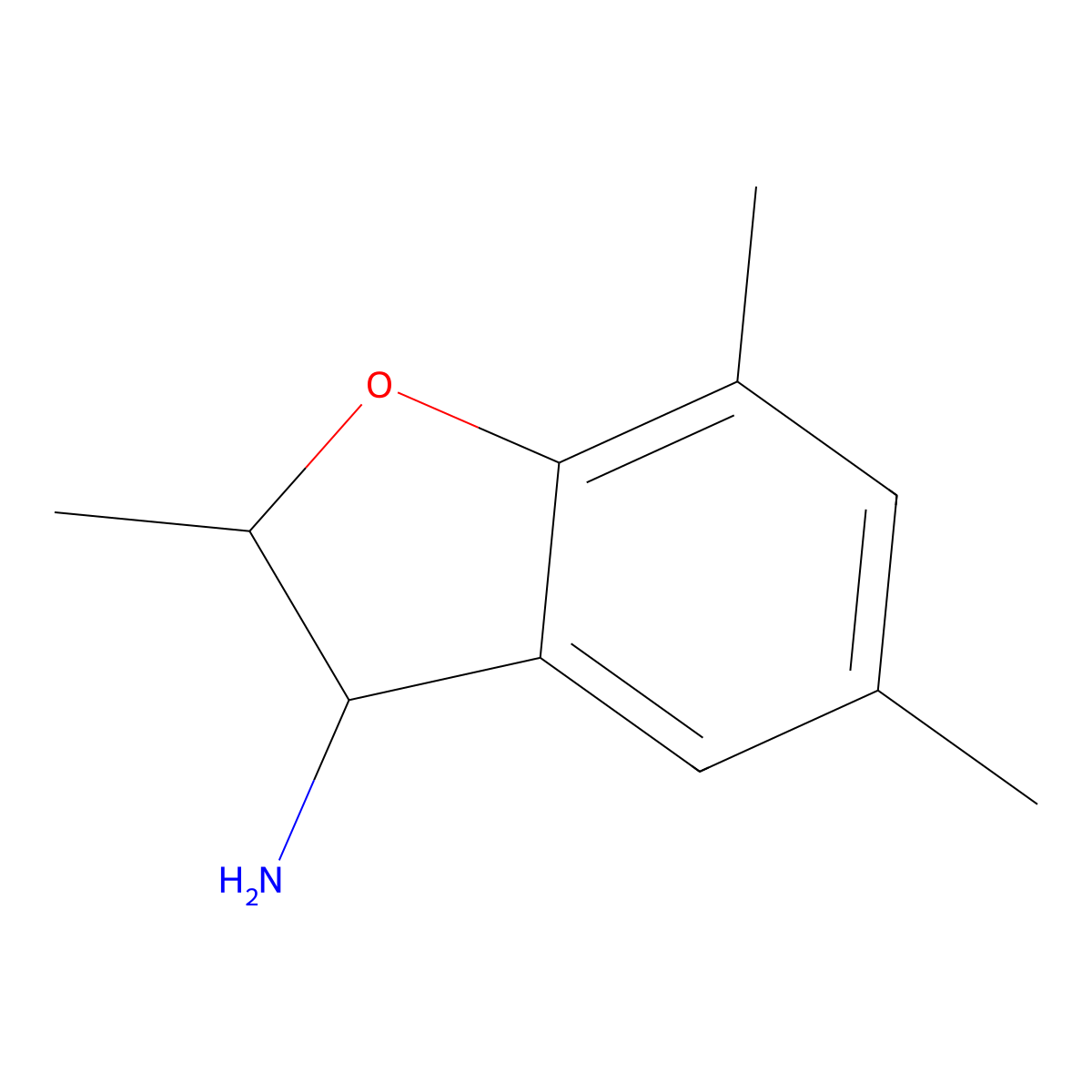 2,5,7-Trimethyl-2,3-dihydro-1-benzofuran-3-amine molecular structure, CAS 1248090-43-8