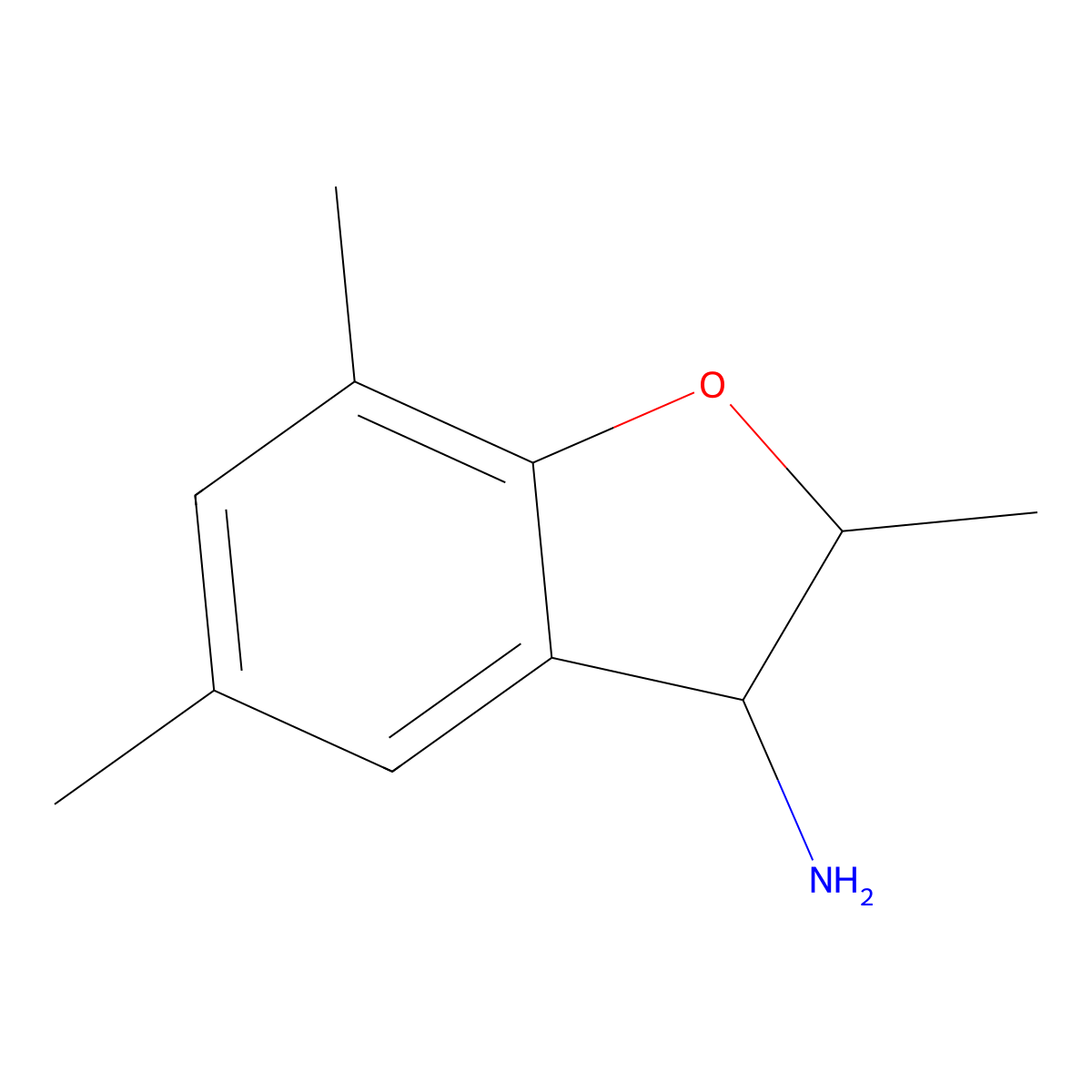 2,5,7-Trimethyl-2,3-dihydro-1-benzofuran-3-amine molecular structure, CAS 1248090-43-8
