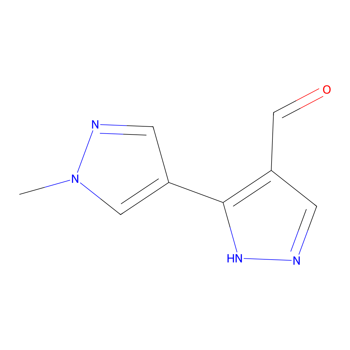 3-(1-methyl-1H-pyrazol-4-yl)-1H-pyrazole-4-carbaldehyde molecular structure, CAS 1248096-13-0