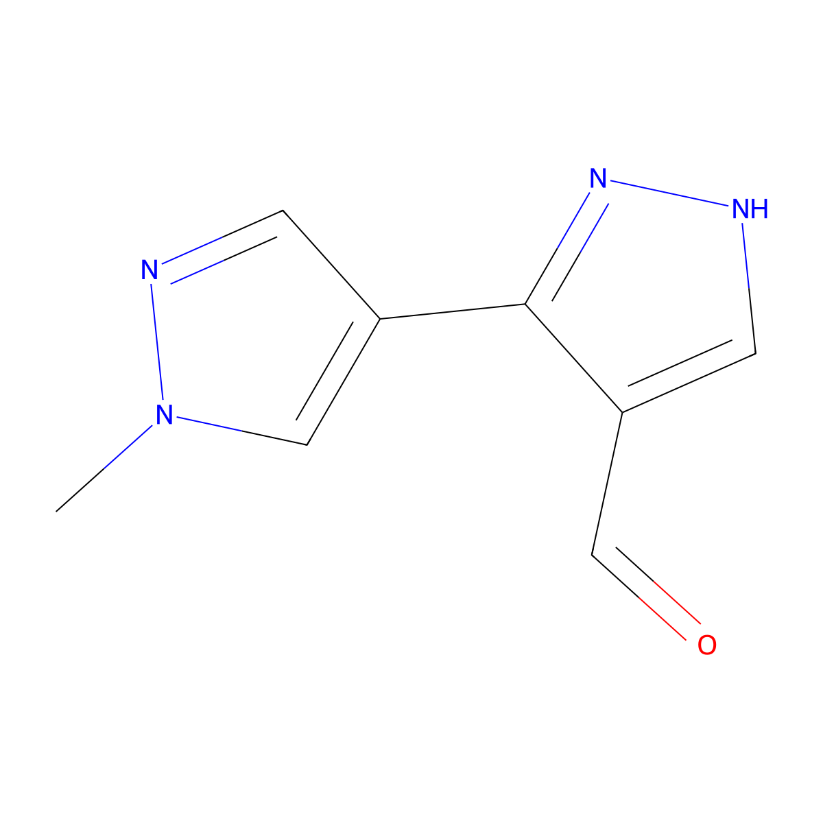3-(1-methyl-1H-pyrazol-4-yl)-1H-pyrazole-4-carbaldehyde molecular structure, CAS 1248096-13-0