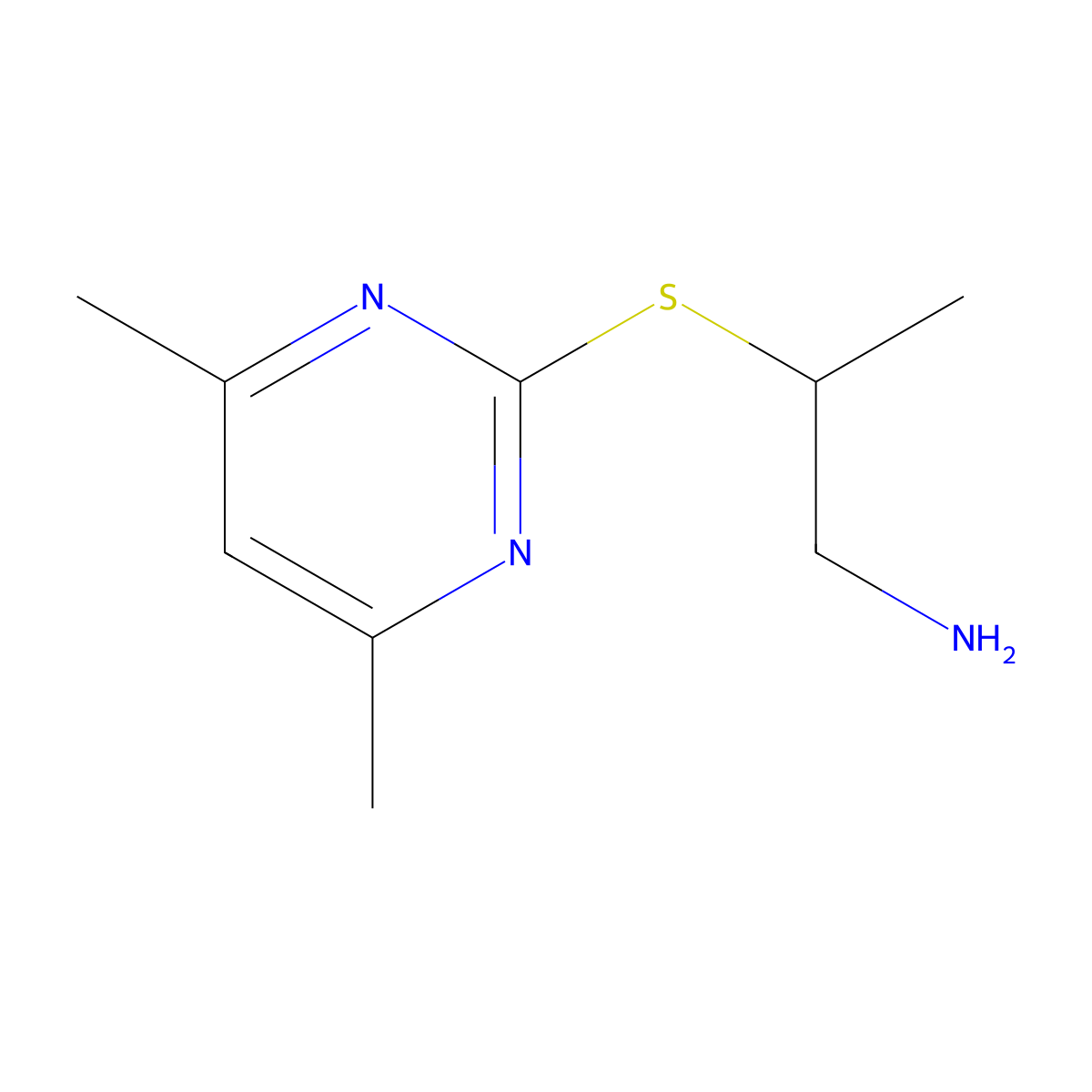 2-[(4,6-Dimethylpyrimidin-2-yl)sulfanyl]propan-1-amine molecular structure, CAS 1248098-95-4