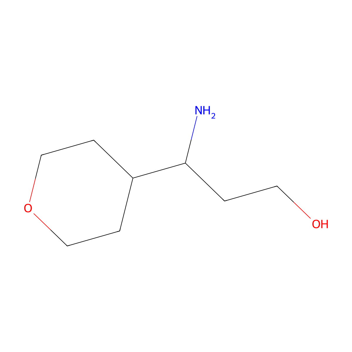 3-Amino-3-(oxan-4-yl)propan-1-ol molecular structure, CAS 1248099-84-4