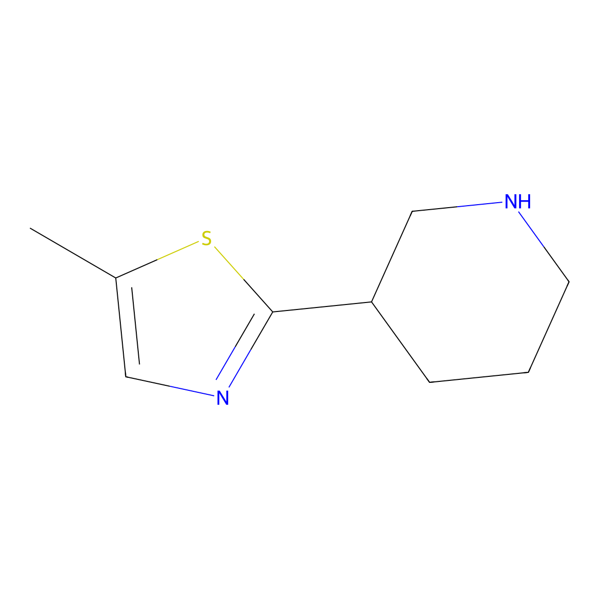 3-(5-Methyl-1,3-thiazol-2-yl)piperidine molecular structure, CAS 1248102-35-3