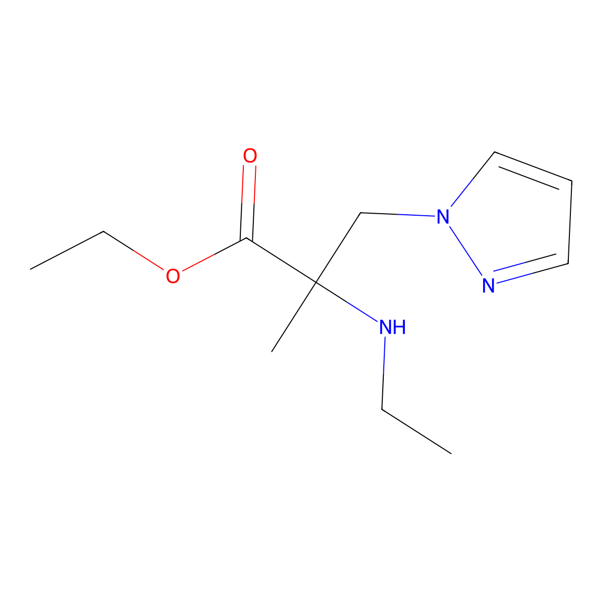 Ethyl 2-(ethylamino)-2-methyl-3-(1h-pyrazol-1-yl)propanoate molecular structure, CAS 1248104-59-7