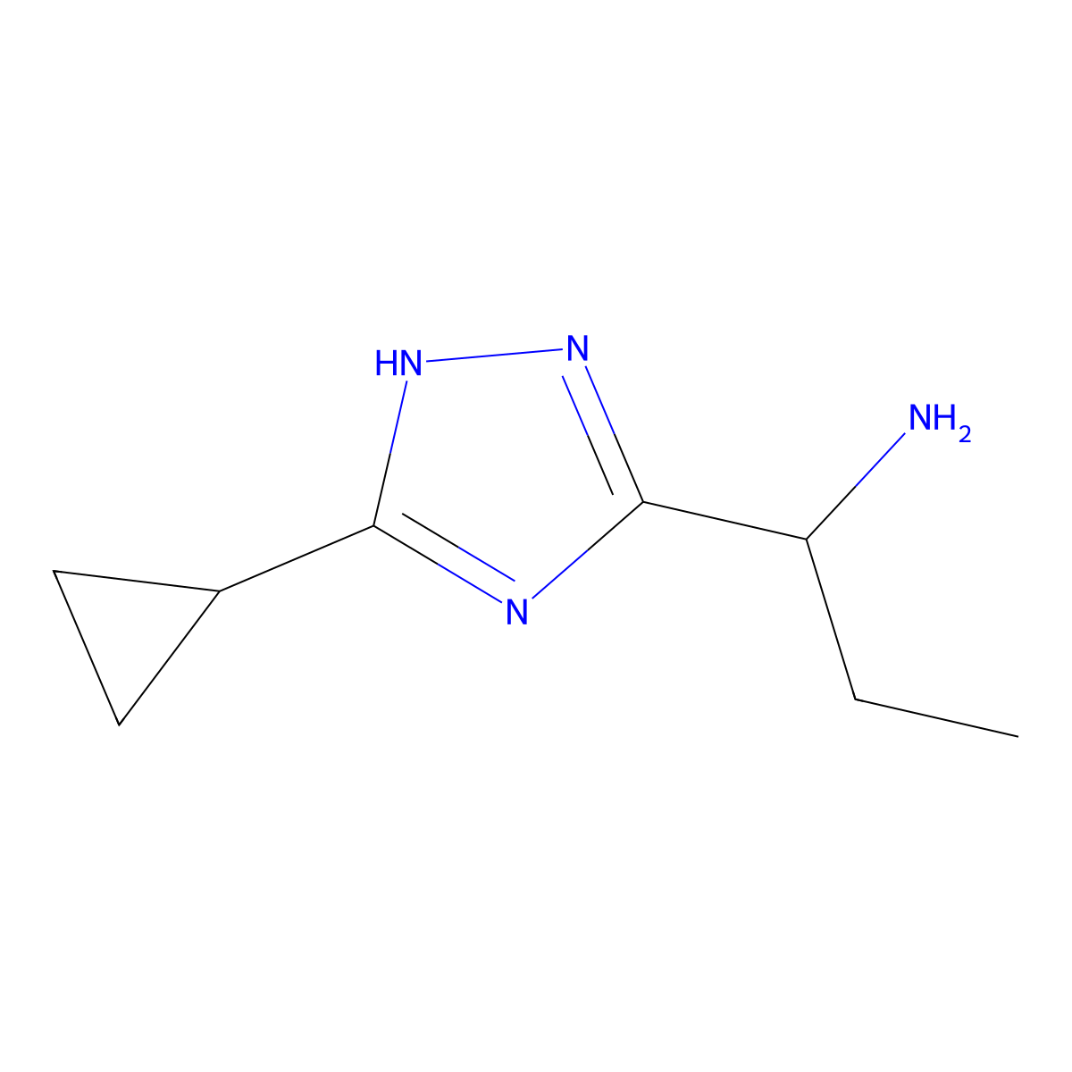 1-(5-cyclopropyl-1H-1,2,4-triazol-3-yl)propan-1-amine molecular structure, CAS 1248113-26-9