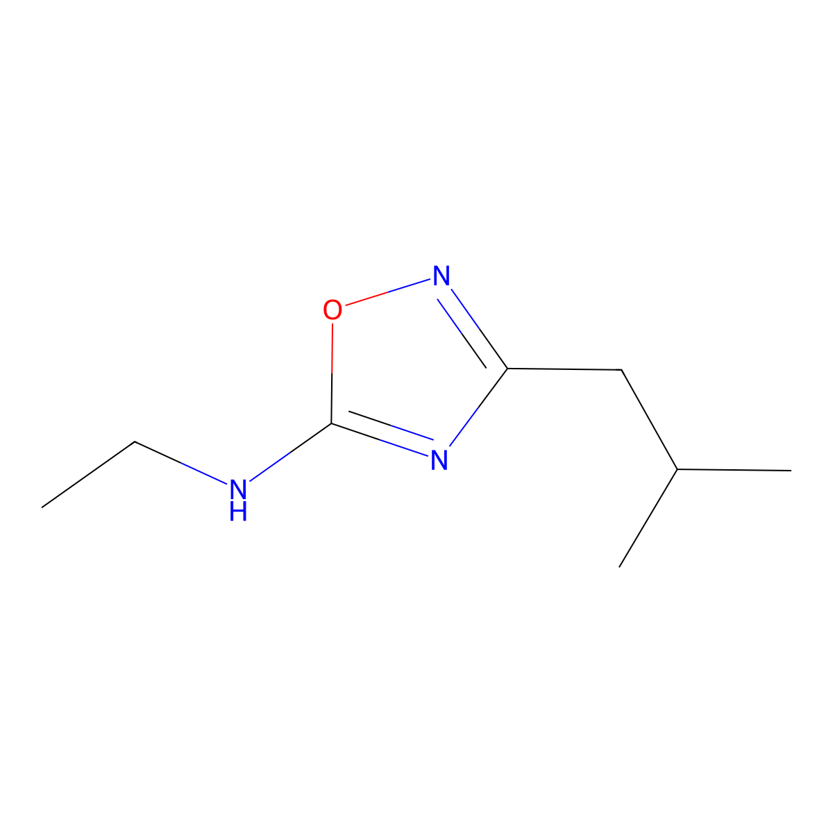 N-ethyl-3-(2-methylpropyl)-1,2,4-oxadiazol-5-amine molecular structure, CAS 1248116-64-4