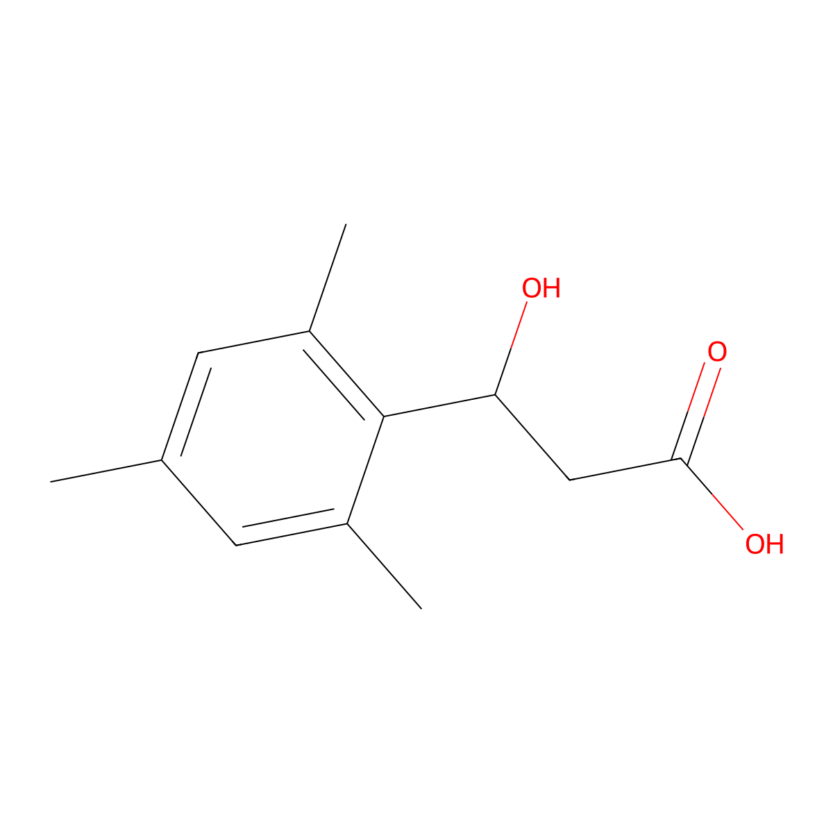 3-Hydroxy-3-(2,4,6-trimethylphenyl)propanoic acid molecular structure, CAS 1248117-35-2