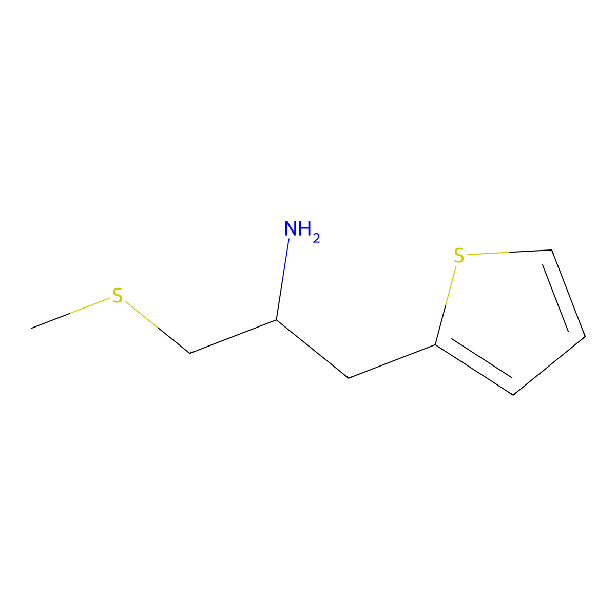 1-(Methylsulfanyl)-3-(thiophen-2-yl)propan-2-amine molecular structure, CAS 1248119-45-0