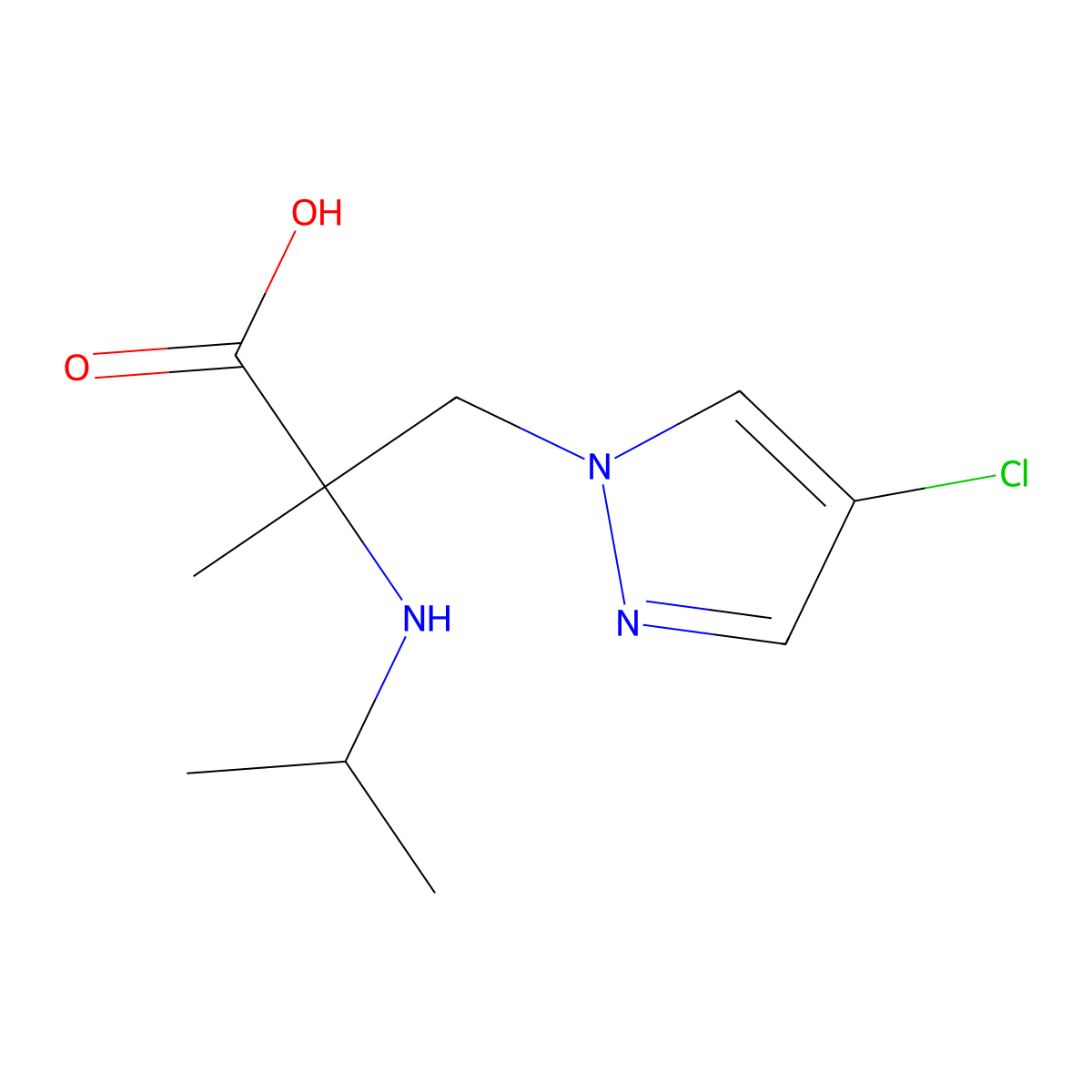3-(4-Chloro-1h-pyrazol-1-yl)-2-(isopropylamino)-2-methylpropanoic acid molecular structure, CAS 1248121-77-8