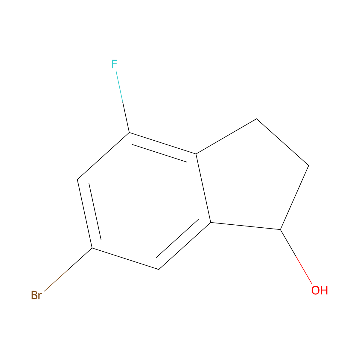 6-bromo-4-fluoro-2,3-dihydro-1H-inden-1-ol molecular structure, CAS 1248125-21-4
