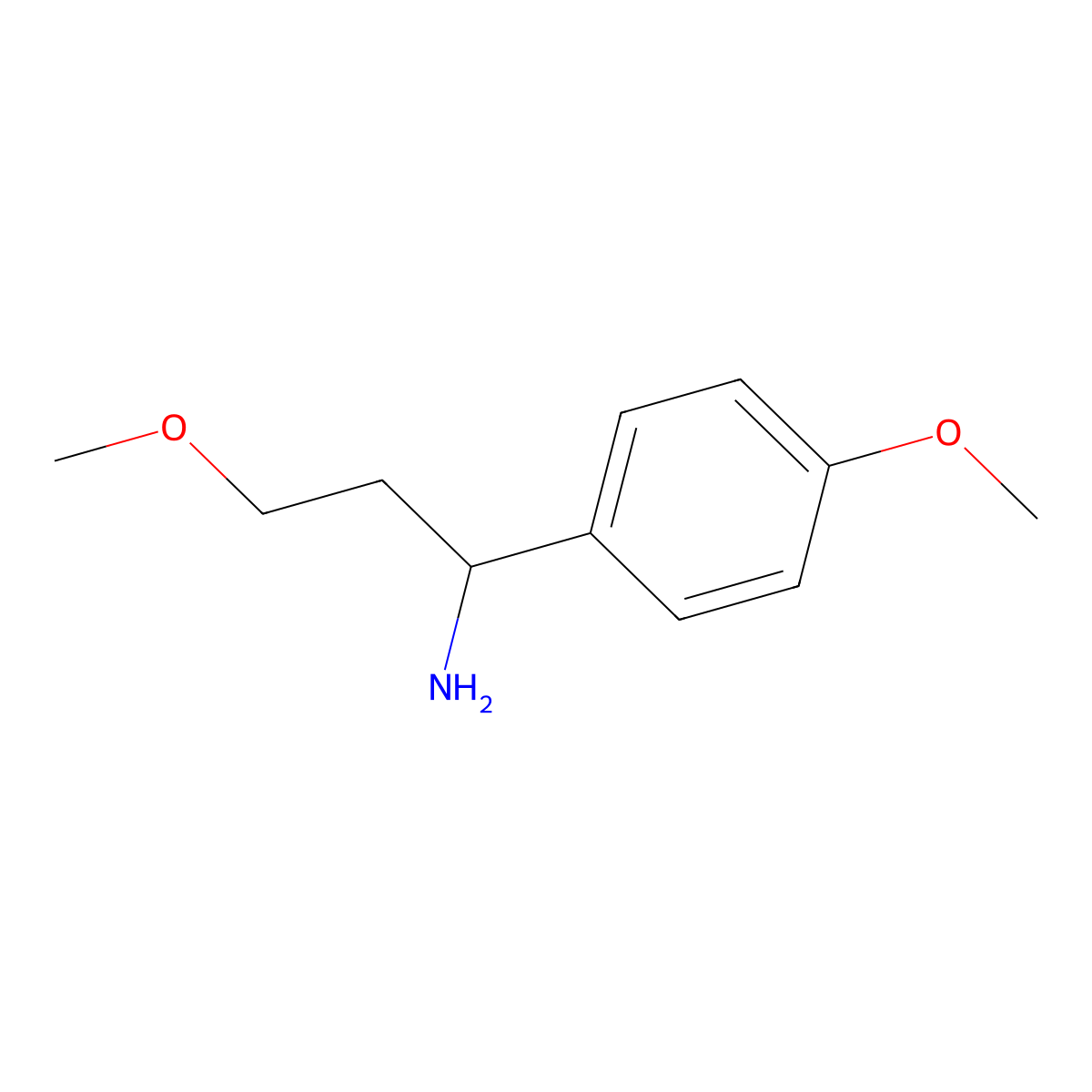 3-Methoxy-1-(4-methoxyphenyl)propan-1-amine molecular structure, CAS 1248125-49-6
