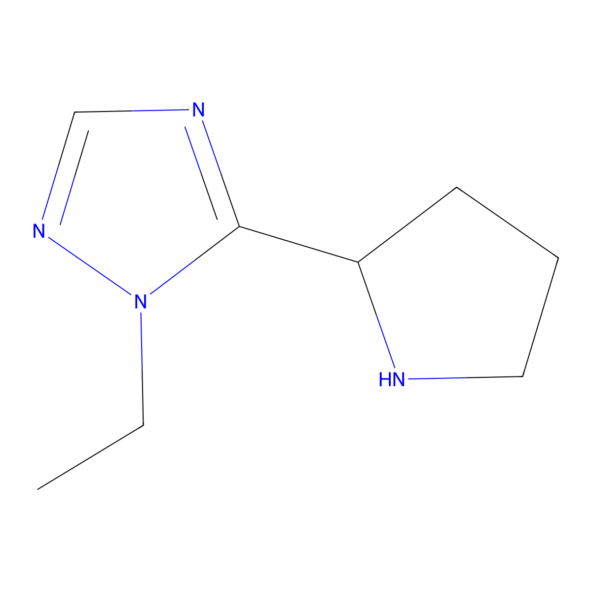 1-Ethyl-5-(pyrrolidin-2-yl)-1H-1,2,4-triazole molecular structure, CAS 1248129-05-6