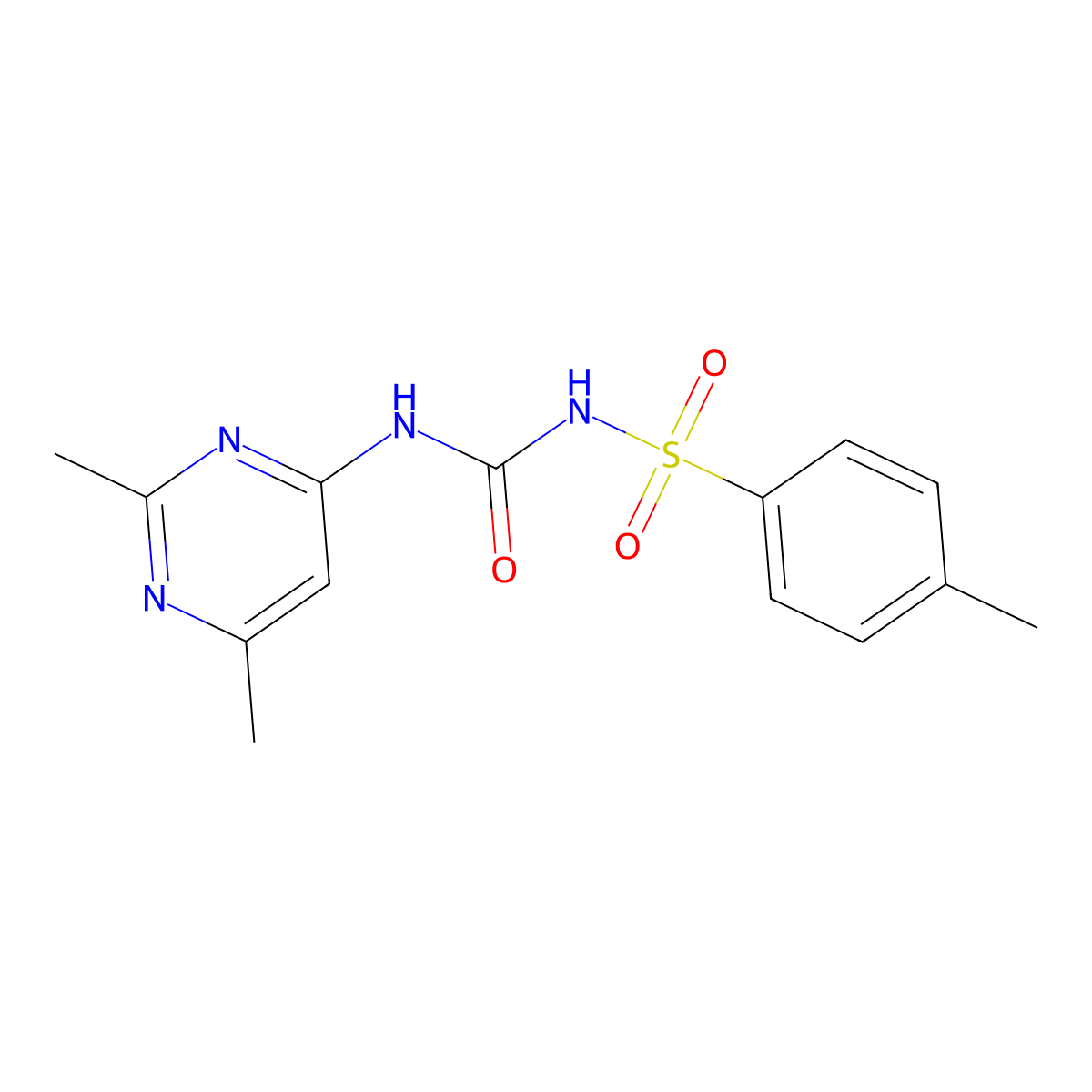 2,4-Dimethyl-6-[({[(4-methylphenyl)sulfonyl]amino}carbonyl)amino]pyrimidine molecular structure, CAS 124813-67-8