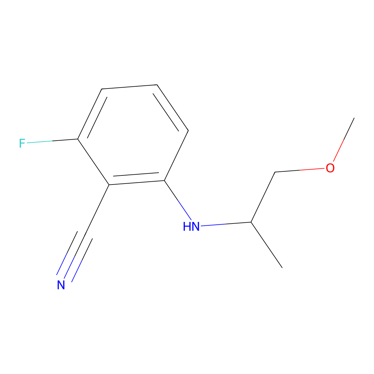 2-Fluoro-6-[(1-methoxypropan-2-yl)amino]benzonitrile molecular structure, CAS 1248130-32-6