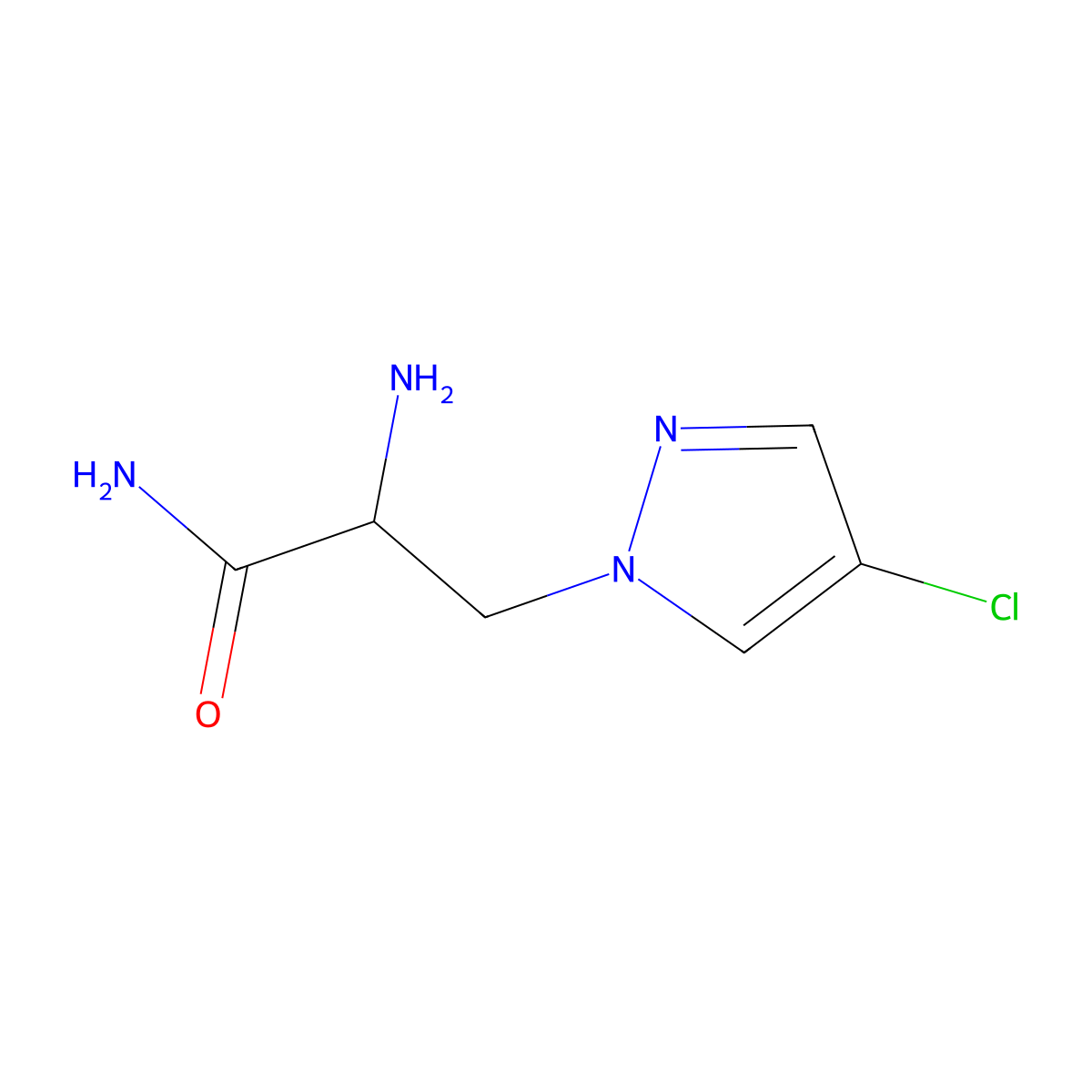 2-Amino-3-(4-chloro-1H-pyrazol-1-YL)propanamide molecular structure, CAS 1248136-29-9