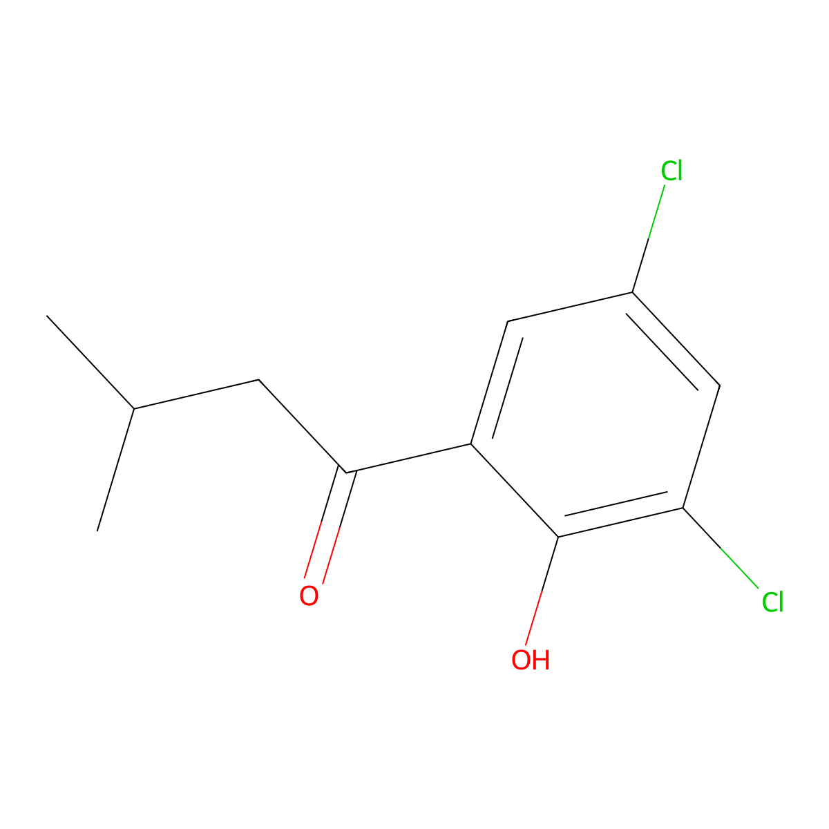 1-(3,5-Dichloro-2-hydroxyphenyl)-3-methylbutan-1-one molecular structure, CAS 1248139-05-0