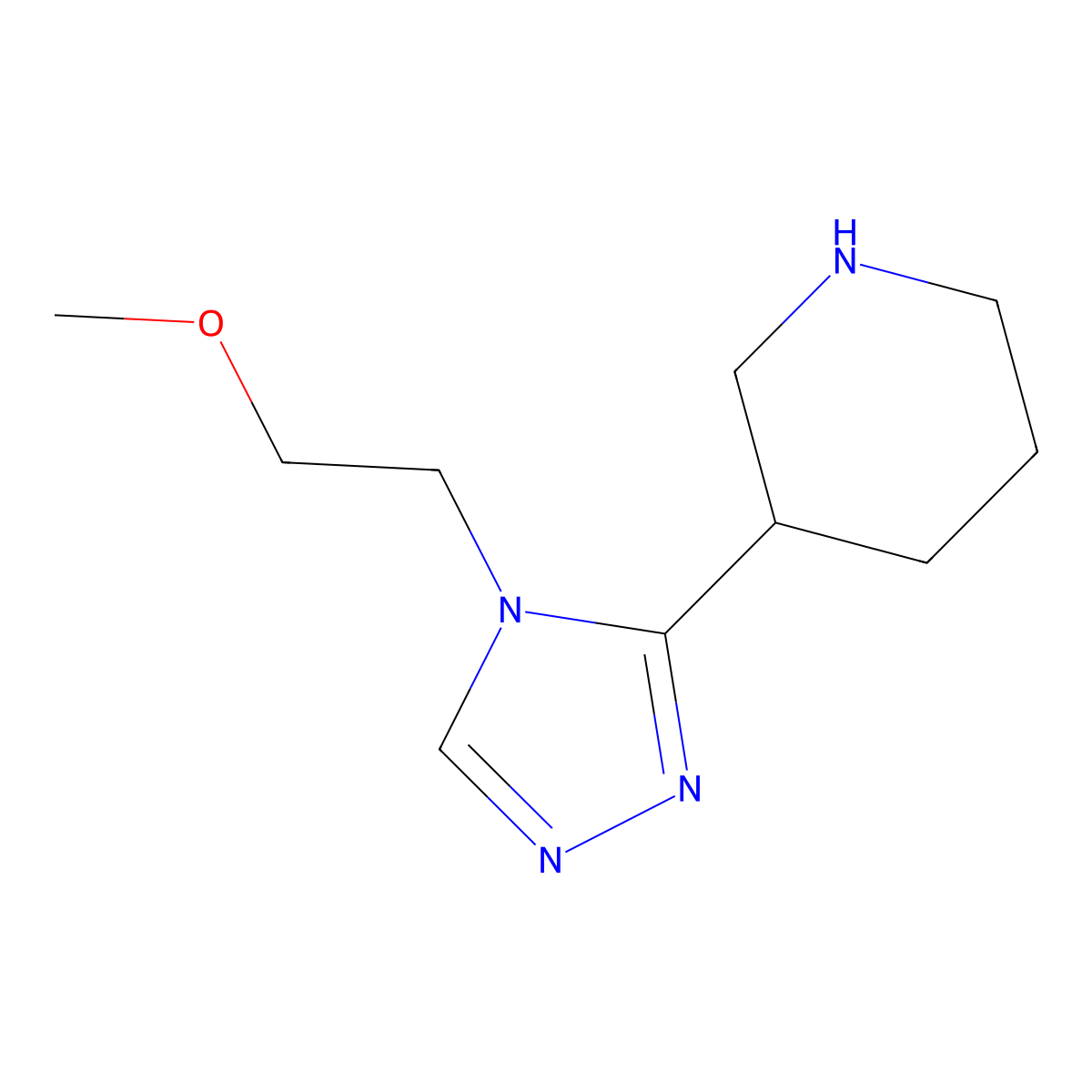 3-(4-(2-methoxyethyl)-4H-1,2,4-triazol-3-yl)piperidine molecular structure, CAS 1248139-76-5
