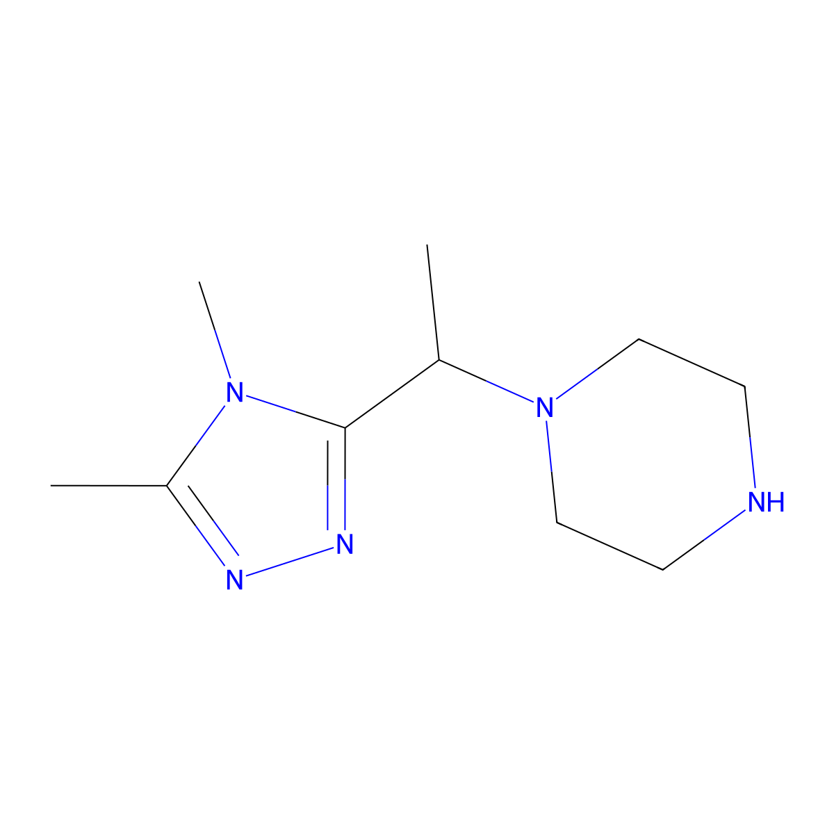 1-[1-(dimethyl-4H-1,2,4-triazol-3-yl)ethyl]piperazine molecular structure, CAS 1248140-18-2