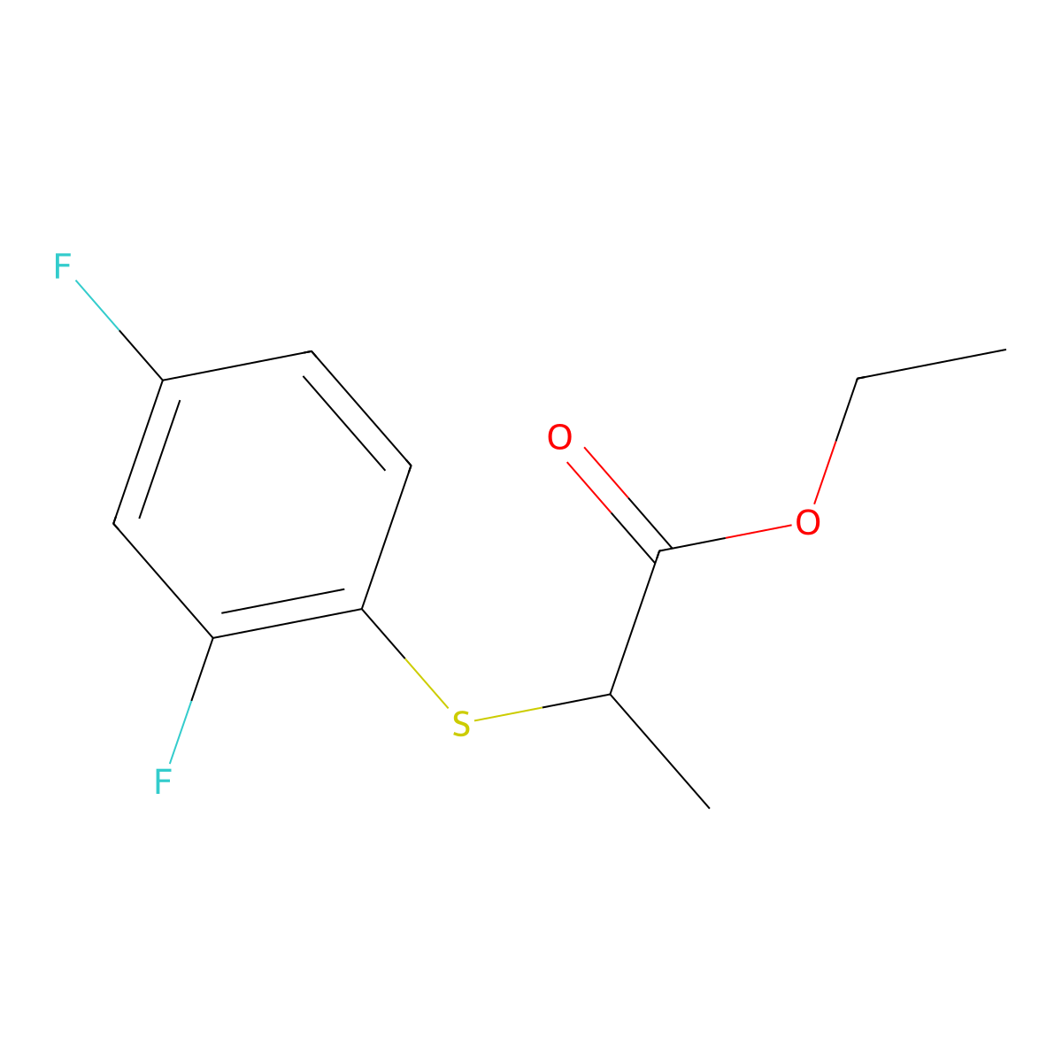 Ethyl 2-[(2,4-difluorophenyl)sulfanyl]propanoate molecular structure, CAS 1248140-78-4