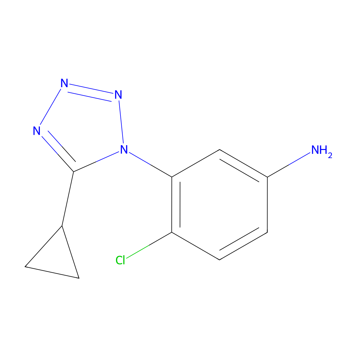 4-chloro-3-(5-cyclopropyl-1H-1,2,3,4-tetrazol-1-yl)aniline molecular structure, CAS 1248147-57-0