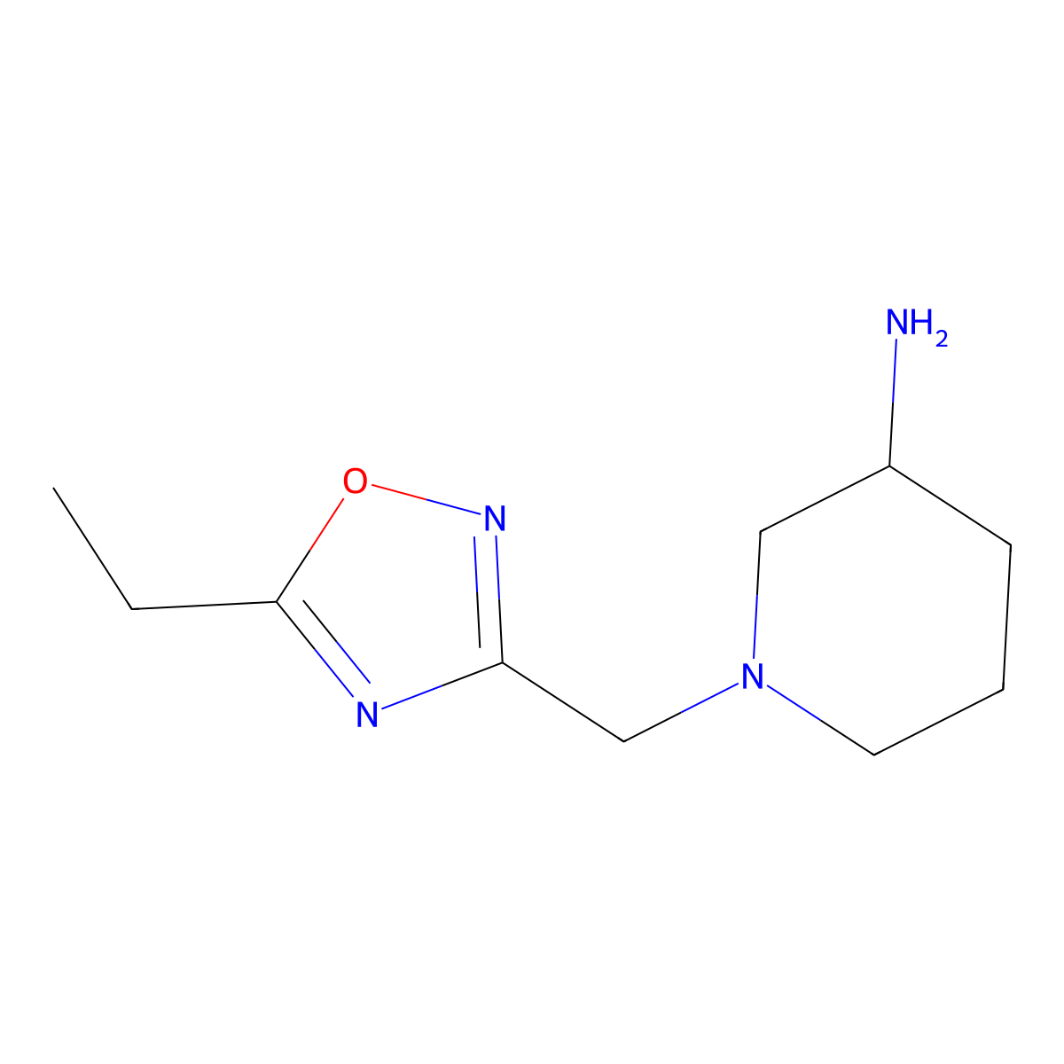1-[(5-Ethyl-1,2,4-oxadiazol-3-yl)methyl]piperidin-3-amine molecular structure, CAS 1248149-80-5