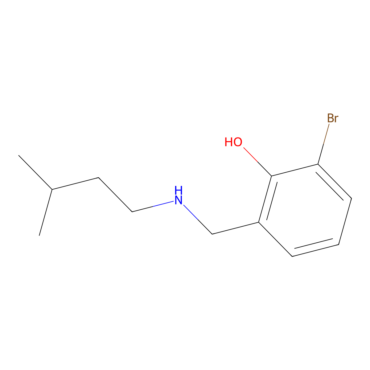 2-Bromo-6-{[(3-methylbutyl)amino]methyl}phenol molecular structure, CAS 1248154-32-6