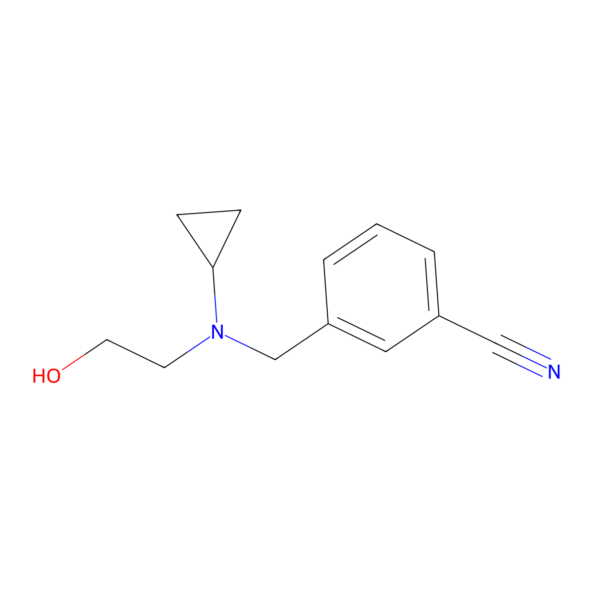 3-{[Cyclopropyl-(2-hydroxy-ethyl)-amino]-methyl}-benzonitrile molecular structure, CAS 1248155-41-0