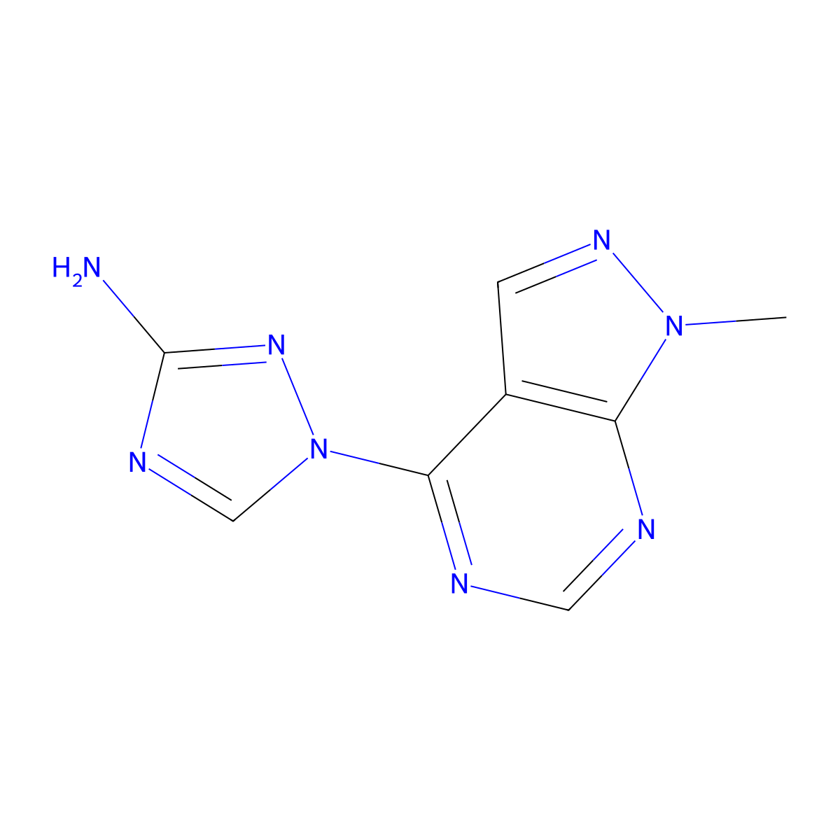 1-{1-methyl-1H-pyrazolo[3,4-d]pyrimidin-4-yl}-1H-1,2,4-triazol-3-amine molecular structure, CAS 1248161-87-6
