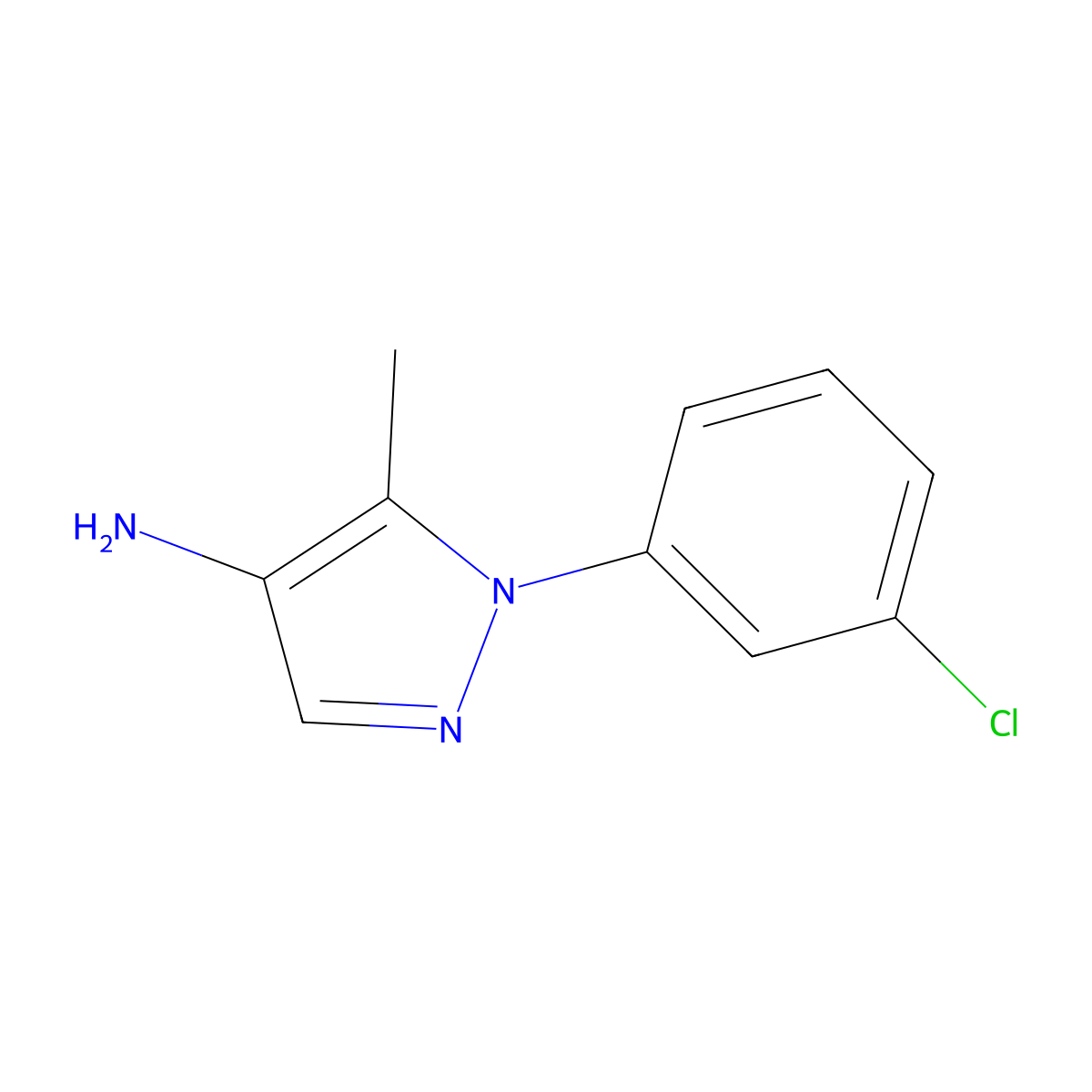 1-(3-chlorophenyl)-5-methyl-1H-pyrazol-4-amine molecular structure, CAS 1248162-92-6